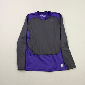 Nike Pro Combat Shirt Mens Large Purple Gray Fitted Hyperwarm Shield Performance